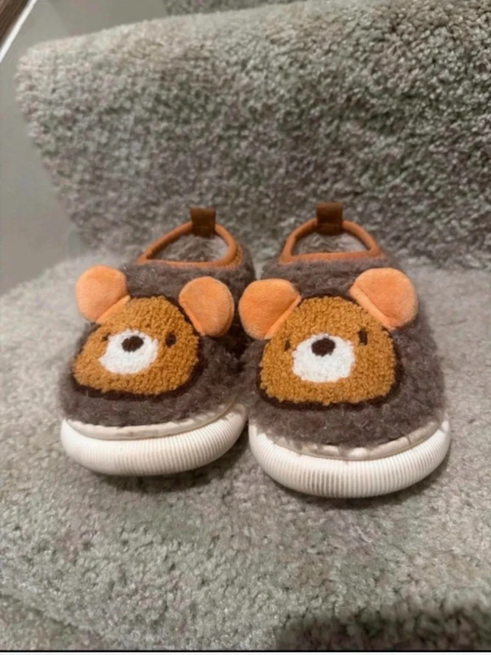Brown Bear Plush Slip-On Kids Shoes